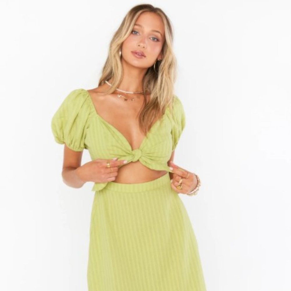 SHOW ME YOUR MUMU Pear Green Front Tie Dress